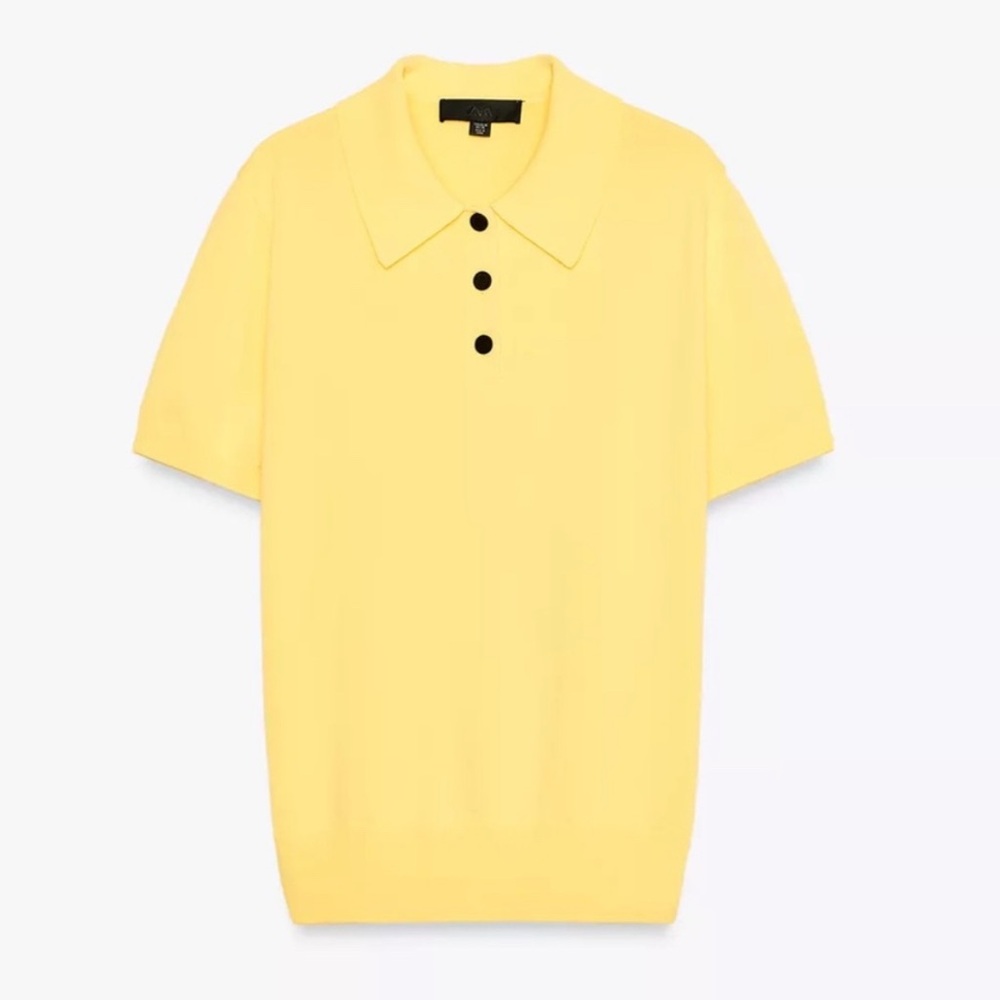 🆕 Zara SHORT SLEEVE KNIT POLO TOP - Picture 7 of 7